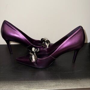 Karl Lagerfeld Shiny Purple Heels with Embellishments